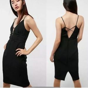 NWT Express Lace Up Mini Sheath Black Strap Dress